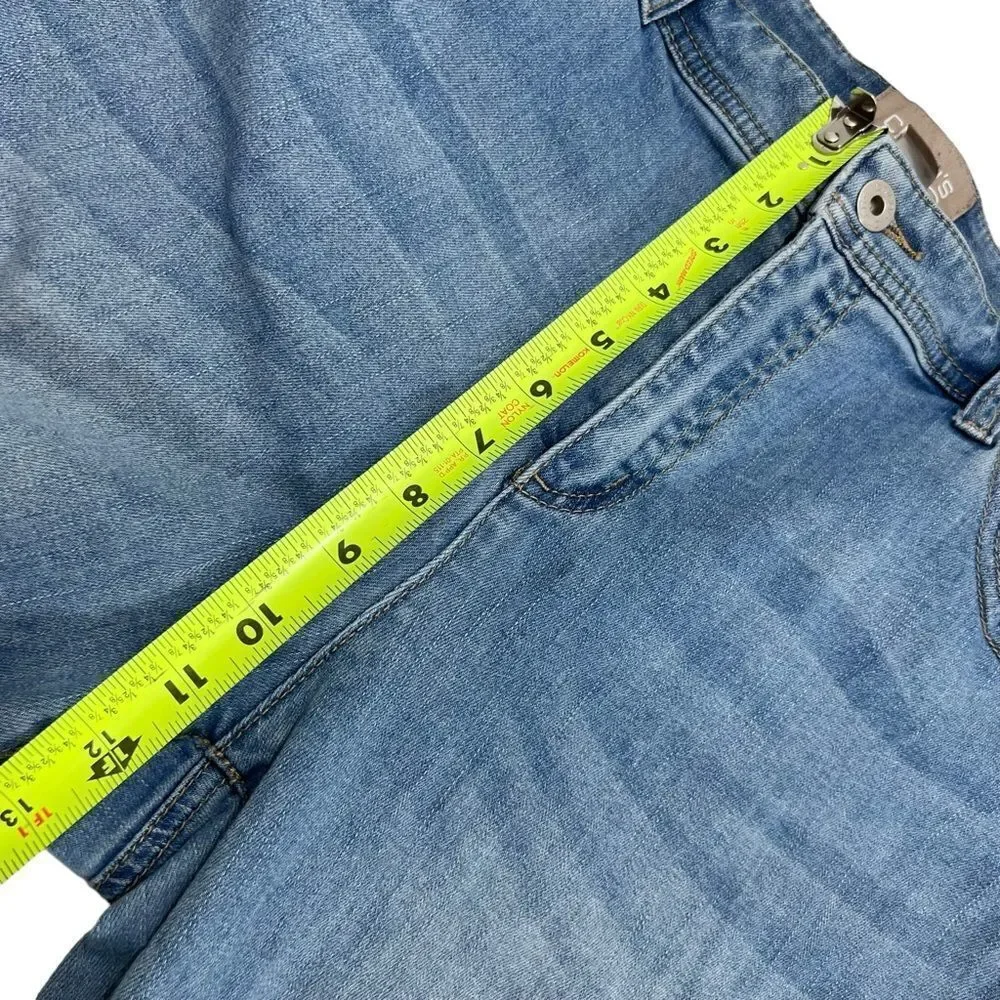 Chico's so slimming distressed ankle fit jeans.